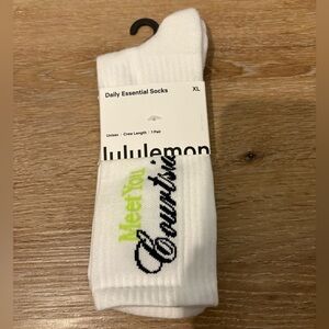 Lululemon Daily Essential Socks “Meet You Courtside” NWT in White / Sour Green